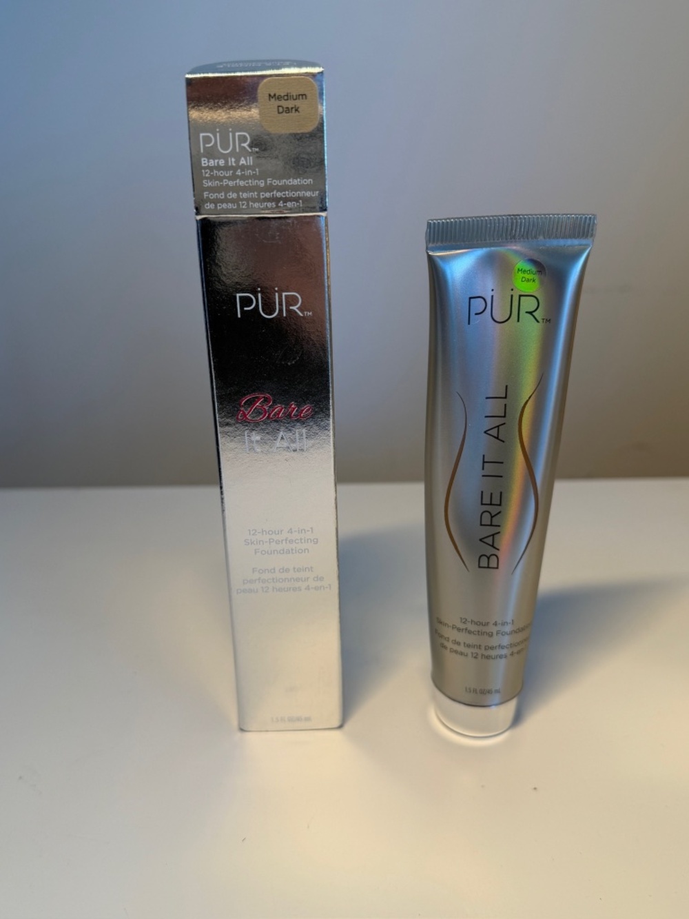 NEW Pür Bare It All 12-Hour 4-in-1 Skin-Perfecting Foundation Medium Dark 45ml